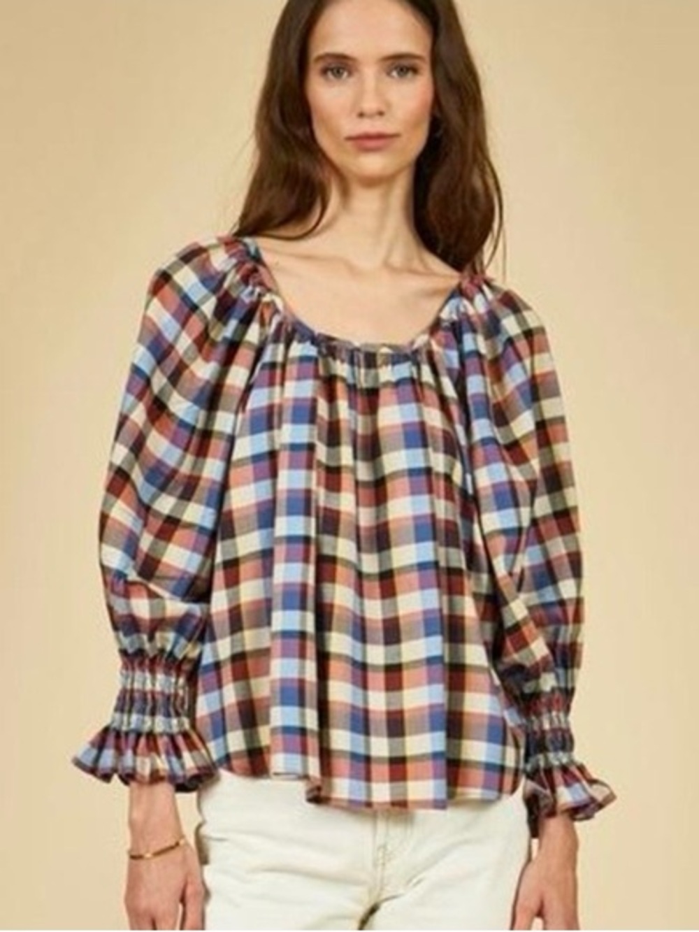 Hunter Bell multicolor long sleeve plaid top